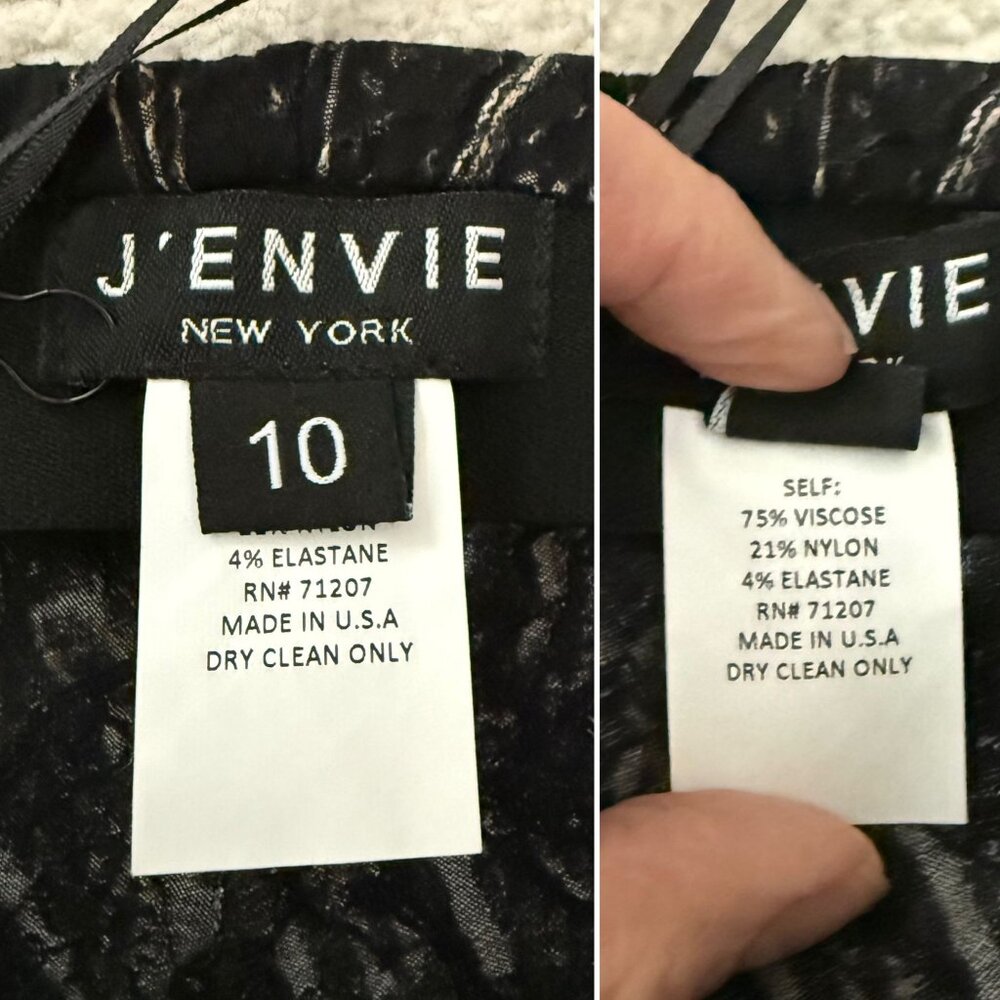 JEnvie New York Black Paisley Jacquard Pants Size 10 Made in USA Quiet Luxury - Picture 7 of 11